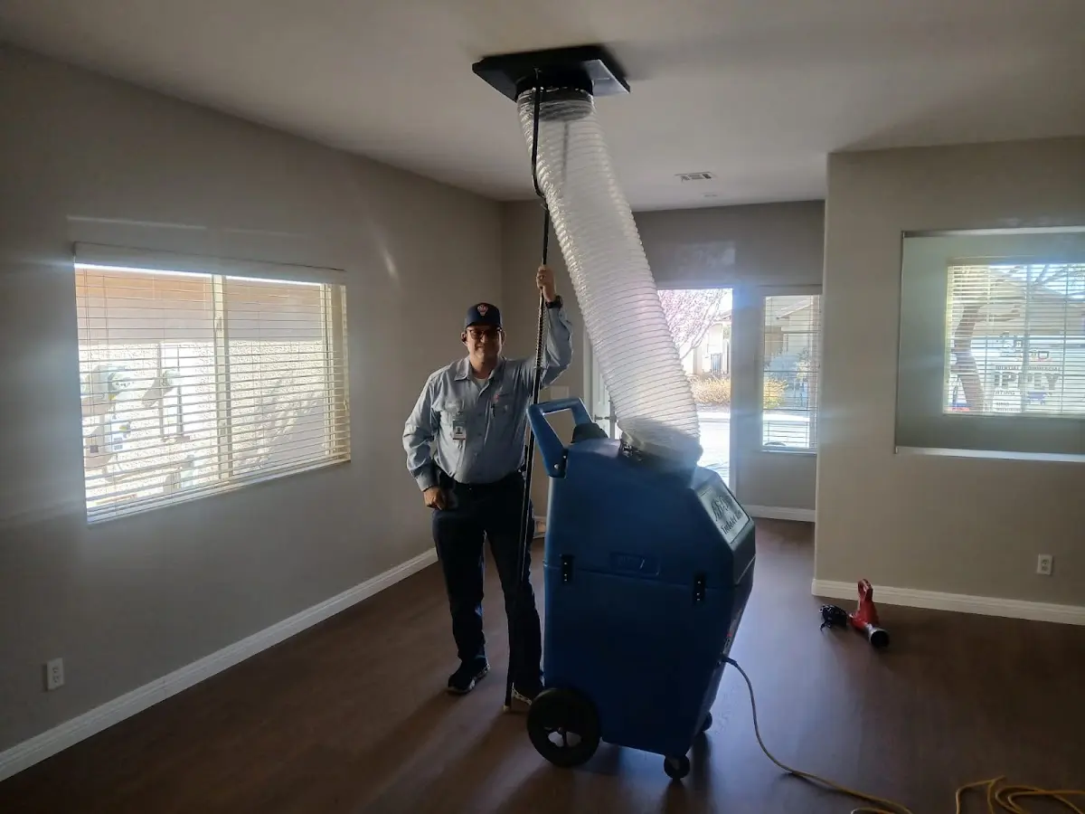 Professional Dryer Vent Cleaning work inside a Hugo home